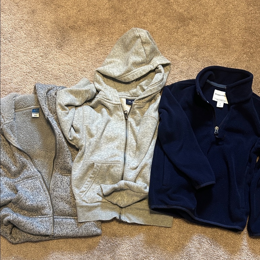 Kids Gray and Navy Hoodies and Fleece Jackets